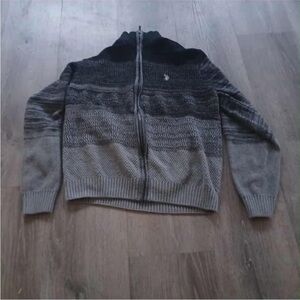 U.S. Polo Assn. Men's Black and Gray Zip Up Sweater